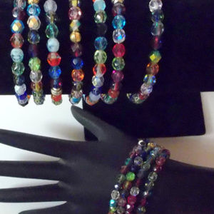 7" bracelet on stretchy cord  Faceted Czech glass